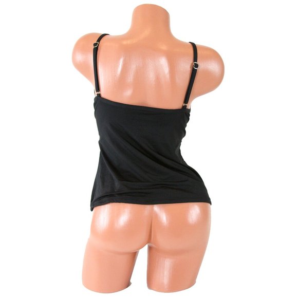 Bar III Solid Plunging Molded Cup Tankini Top - Picture 5 of 5